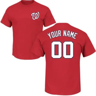 Custom Washington Nationals Custom Name & Number T-Shirt - Red