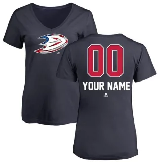 Custom Women's Anaheim Ducks Custom Name and Number Banner Wave V-Neck T-Shirt - Navy