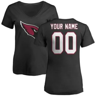 Custom Women's Arizona Cardinals Custom Name & Number Logo Slim Fit T-Shirt - Black