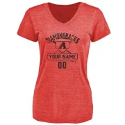 Custom Women's Arizona Diamondbacks Custom Base Runner Tri-Blend T-Shirt - Red