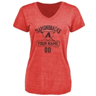 Custom Women's Arizona Diamondbacks Custom Base Runner Tri-Blend T-Shirt - Red