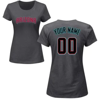 Custom Women's Arizona Diamondbacks Custom Name & Number T-Shirt - Charcoal