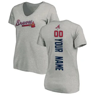 Custom Women's Atlanta Braves Custom Backer Slim Fit T-Shirt - Ash