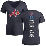 Custom Women's Atlanta Braves Custom Backer Slim Fit T-Shirt - Navy