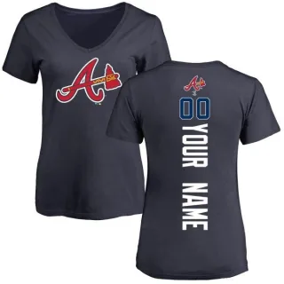 Custom Women's Atlanta Braves Custom Backer Slim Fit T-Shirt - Navy