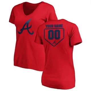 Custom Women's Atlanta Braves Custom RBI Slim Fit V-Neck T-Shirt - Red