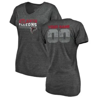 Custom Women's Atlanta Falcons Custom Retro Tri-Blend V-Neck T-Shirt - Black