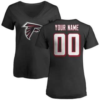 Custom Women's Atlanta Falcons Name & Number Logo Custom Slim Fit T-Shirt - Black