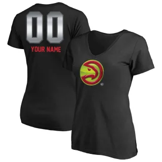 Custom Women's Atlanta Hawks Black Custom Midnight Mascot T-Shirt