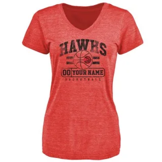 Custom Women's Atlanta Hawks Red Custom Baseline Tri-Blend T-Shirt