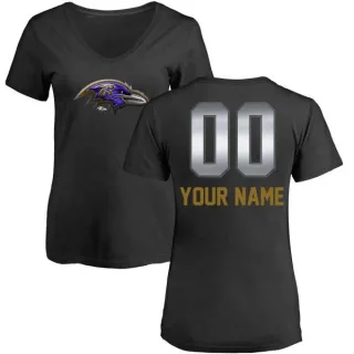 Custom Women's Baltimore Ravens Custom Midnight Mascot T-Shirt - Black