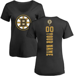 Custom Women's Boston Bruins Custom Backer T-Shirt - Black