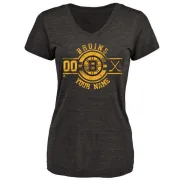 Custom Women's Boston Bruins Custom Insignia Tri-Blend T-Shirt - Black