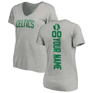 Custom Women's Boston Celtics Ash Custom Backer T-Shirt