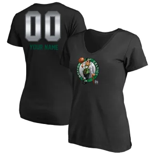 Custom Women's Boston Celtics Black Custom Midnight Mascot T-Shirt