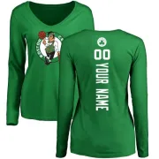 Custom Women's Boston Celtics Kelly Green Custom Backer V-Neck Long-Sleeve T-Shirt