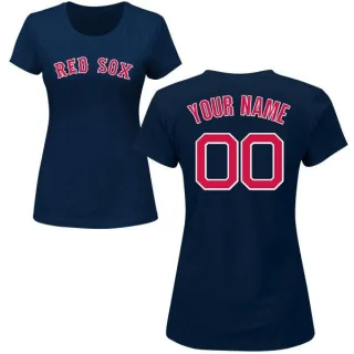 Custom Women's Boston Red Sox Custom Name & Number T-Shirt - Navy