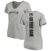 Custom Women's Brooklyn Nets Ash Custom Backer T-Shirt