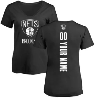 Custom Women's Brooklyn Nets Black Custom Backer T-Shirt