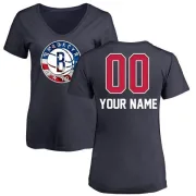 Custom Women's Brooklyn Nets Navy Custom Name and Number Banner Wave V-Neck T-Shirt