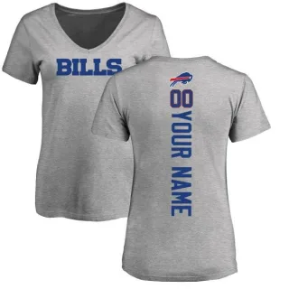 Custom Women's Buffalo Bills Custom Backer V-Neck T-Shirt - Ash