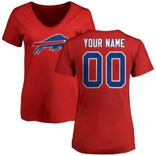 Custom Women's Buffalo Bills Custom Name & Number Logo Slim Fit T-Shirt - Red