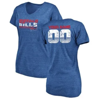 Custom Women's Buffalo Bills Custom Retro Tri-Blend V-Neck T-Shirt - Royal