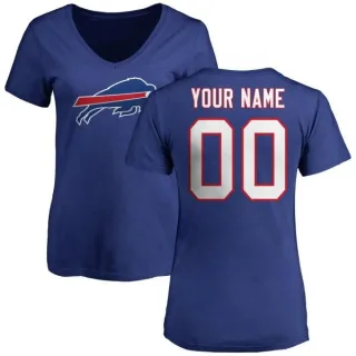 Custom Women's Buffalo Bills Name & Number Logo Custom Slim Fit T-Shirt - Royal