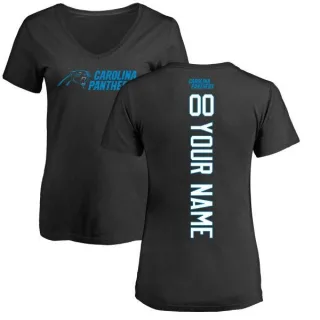 Custom Women's Carolina Panthers Custom Backer Slim Fit T-Shirt - Black