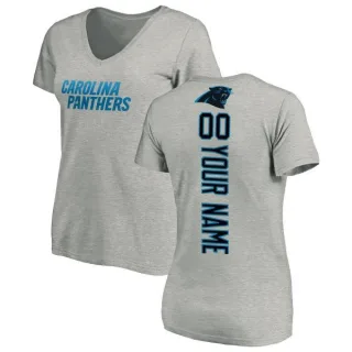 Custom Women's Carolina Panthers Custom Backer V-Neck T-Shirt - Ash