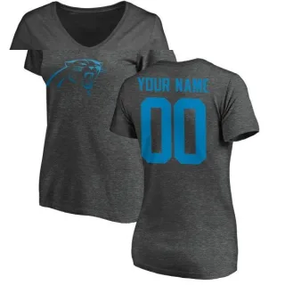 Custom Women's Carolina Panthers Custom One Color T-Shirt - Ash