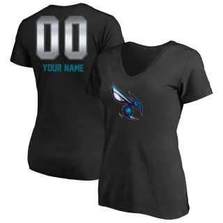 Custom Women's Charlotte Hornets Black Custom Midnight Mascot T-Shirt