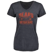 Custom Women's Chicago Bears Custom Flanker Tri-Blend T-Shirt - Navy