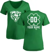 Custom Women's Chicago Bears Green St. Patrick's Day Custom Name & Number V-Neck T-Shirt