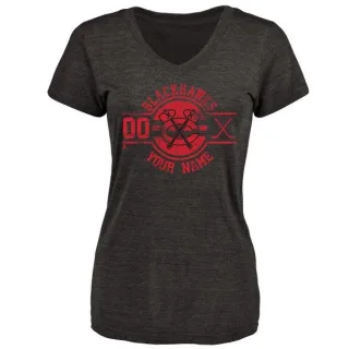 Custom Women's Chicago Blackhawks Custom Insignia Tri-Blend T-Shirt - Black