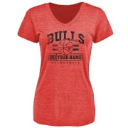 Custom Women's Chicago Bulls Red Custom Baseline Tri-Blend T-Shirt