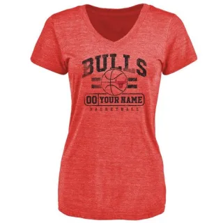 Custom Women's Chicago Bulls Red Custom Baseline Tri-Blend T-Shirt