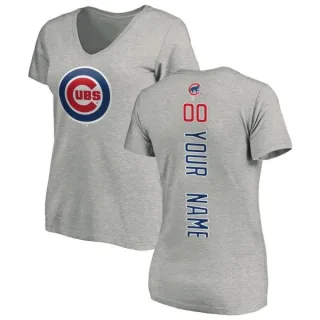 Custom Women's Chicago Cubs Custom Backer Slim Fit T-Shirt - Ash