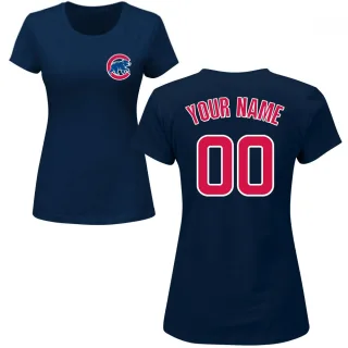 Custom Women's Chicago Cubs Custom Name & Number T-Shirt - Navy