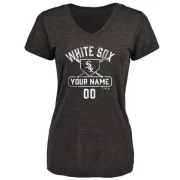 Custom Women's Chicago White Sox Custom Base Runner Tri-Blend T-Shirt - Black