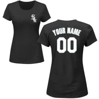 Custom Women's Chicago White Sox Custom Name & Number T-Shirt - Black