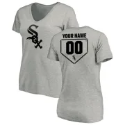 Custom Women's Chicago White Sox Custom RBI Slim Fit V-Neck T-Shirt - Heathered Gray