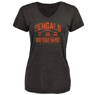 Custom Women's Cincinnati Bengals Custom Flanker Tri-Blend T-Shirt - Black