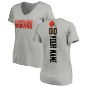 Custom Women's Cleveland Browns Custom Backer V-Neck T-Shirt - Ash