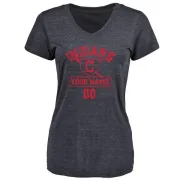 Custom Women's Cleveland Indians Custom Base Runner Tri-Blend T-Shirt - Navy