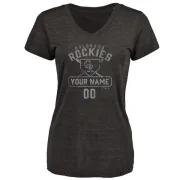 Custom Women's Colorado Rockies Custom Base Runner Tri-Blend T-Shirt - Black