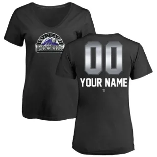 Custom Women's Colorado Rockies Custom Midnight Mascot V-Neck T-Shirt - Black