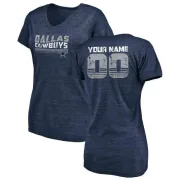 Custom Women's Dallas Cowboys Custom Retro Tri-Blend V-Neck T-Shirt - Navy