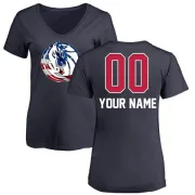 Custom Women's Dallas Mavericks Navy Custom Name and Number Banner Wave V-Neck T-Shirt