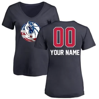 Custom Women's Dallas Mavericks Navy Custom Name and Number Banner Wave V-Neck T-Shirt